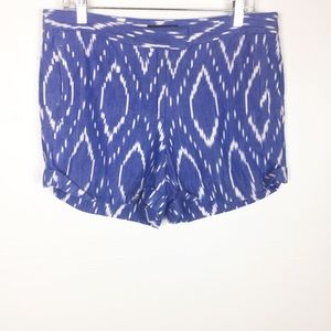 J. Crew Blue White Aztec Geometric Roll Up Shorts
